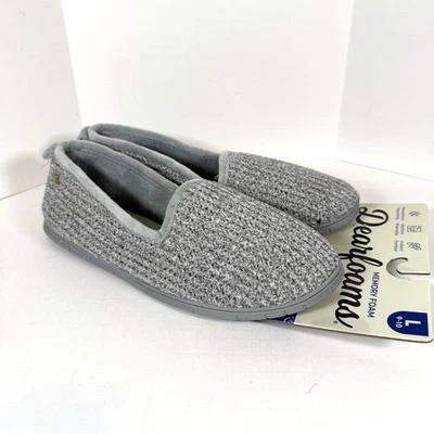 Zapatillas Dearfoams Gel Espuma con Memoria Para Mujer 9-10 Gris Suela de Goma TOTALMENTE NUEVAS Foto 1 de 4