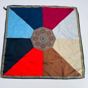 Sciarpa vintage Ashear tutta seta colori geometrici stampa blocco designer quadrata - Foto 1 di 8