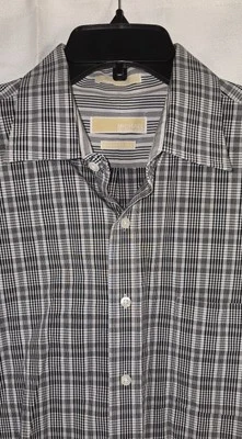 Michael Kors Black White Plaid Dress Shirt Mens X-Large 17.5 Neck 34/35 Sleeve - Image 1 of 4