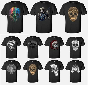 Men’s Gothic Biker T-Shirt, Tattoo Art Motorcycle tshirt, Biker birthday tee top - Picture 1 of 17