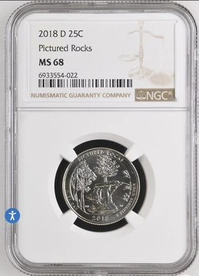2018-D Washington Quarter Pictured Rocks MS68 NGC - Image 1 of 2