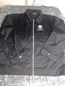 Hot Leathers Skull Crossbones Jacket Black Zip Up Biker Punk 3XL - Picture 1 of 7