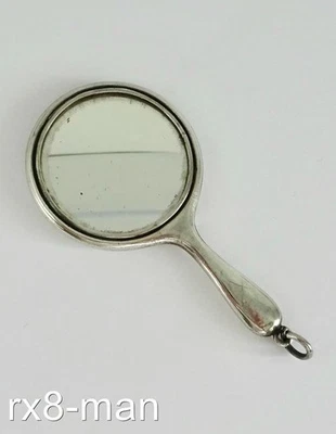 1920 ANTIQUE SOLID STERLING SILVER MINIATURE HAND MIRROR CHATELAINE DOLLS HOUSE - Imagem 1 de 4