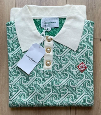 S Size Nwt Casalanca Column Jacquard Monogram Polo Shirt - Image 1 of 4