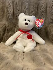 RETIRED Ty Beanie Baby White VALENTINO Bear TAG ERRORS 93/94MINT BROWN NOSE RARE