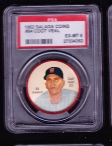 1962 SALADA COINS #84 COOT VEAL WASHINGTON SENATORS PSA 6 EXMINT - Picture 1 of 3