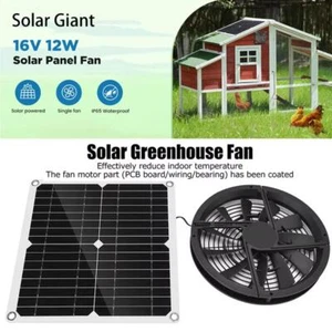 Solar Panel Fan Kit 10in Waterproof Solar Round Ventilation Case Exhaust Fan, - Picture 1 of 11