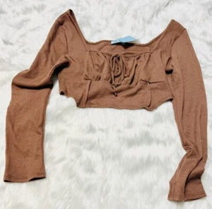 Everglow Long-sleeved dress blouse. Brown. Size XL - Picture 1 of 3