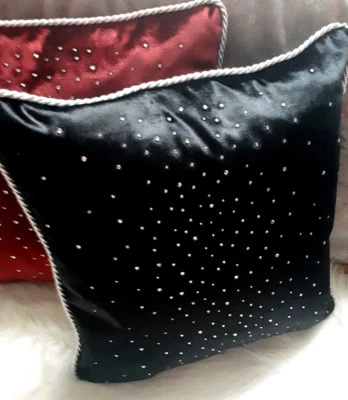Dekokissen"Tropfen",Samt,Strasssteine,Schwarz,45cmx45cm,elegant/luxuriös  - Bild 1 von 4