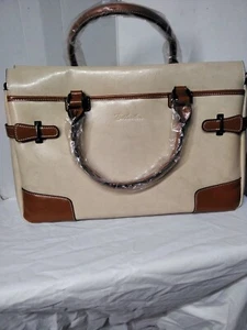  BOSTANTEN schöne Damen Leder Handtasche verstellbar creme/schwarz/apricot neu - Bild 1 von 5