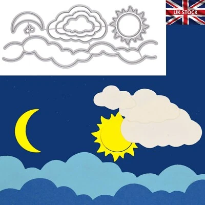 8 PC Sun Moon Clouds Stars Metal Cutting Dies Set, Card Making, Scrapbooking J1