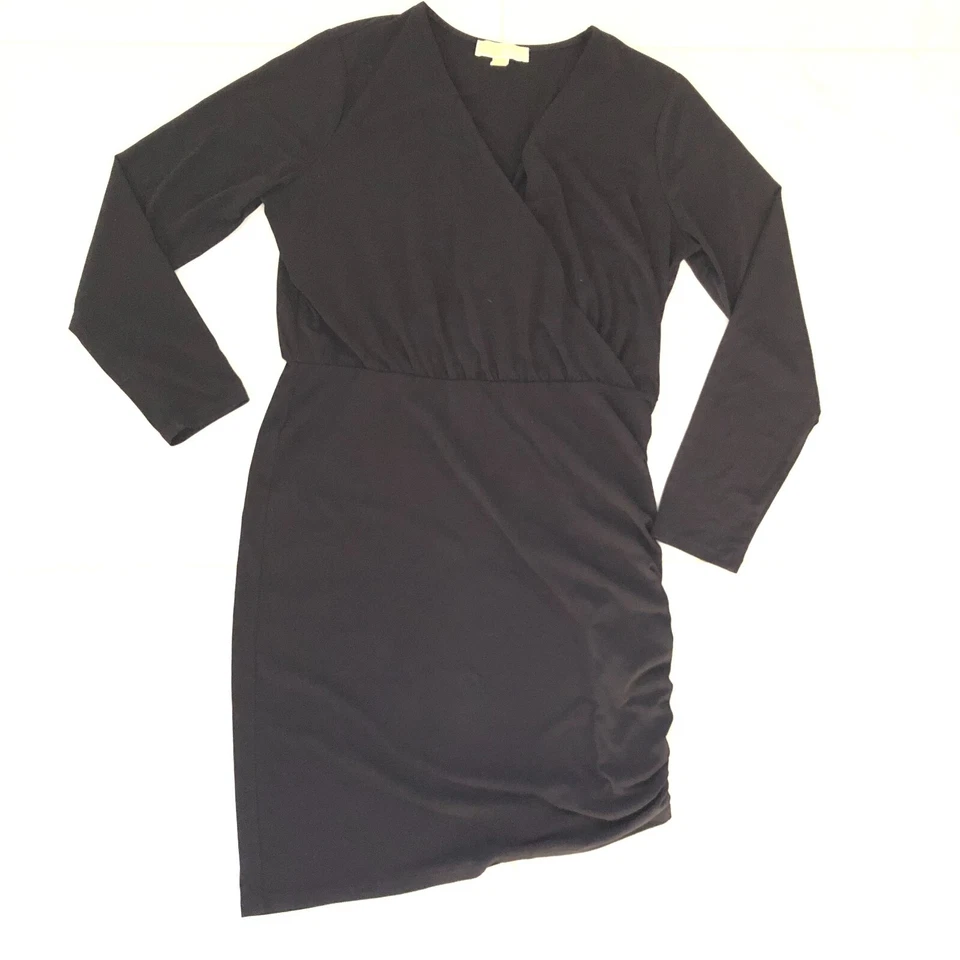 Vestido envolvente Michael Kors MK para mujer negro manga larga talla XL elástico asimétrico Foto 1 de 4