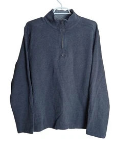 J Crew Mens Sweater M Gray Quarter Zip Long Sleeve Thermal Shirt Cotton Pullover - Picture 1 of 4