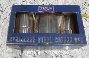 Stainless Steel Coffee Tea Percolator Pot 4 Mug Set Fire Stove Carrying Bag NEW - Picture 1 of 5
