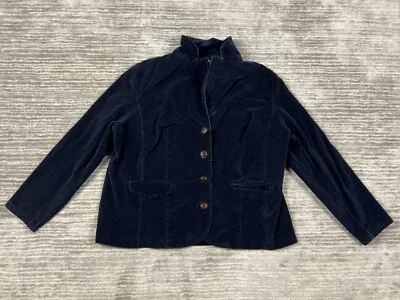 St Johns Bay Jacket Womens 2X Blue Corduroy Blazer Cotton Blend Pockets - Image 1 of 4
