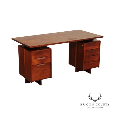 George Nakashima Studio Walnut Double Pedestal Desk Cover