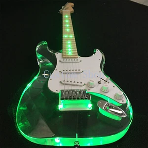 Acrylic Body ST Electric Guitar Mini Switch Controls Green Light SSS Pickups - Picture 1 of 10