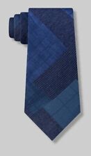 Calvin Klein Men's Seasonal Color Block Slim Silk Tie Necktie Navy Blue 300