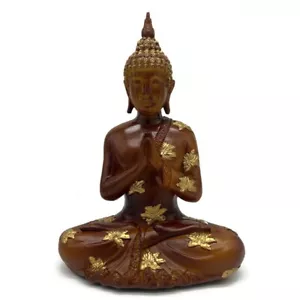 Brown Buddha Statue Sculpture 9.5" Decor - Picture 1 of 2