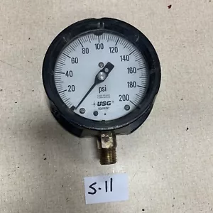 Ametek USG Solfrunt Pressure Gauge 0-200PSI 1/2" Bottom Mount 4" Liquid Filled - Picture 1 of 3