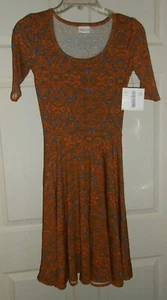 NEW CUTE Lularoe Nicole Dress Geometric Orange and Blue XXS Extra extra Small! - Picture 1 of 3