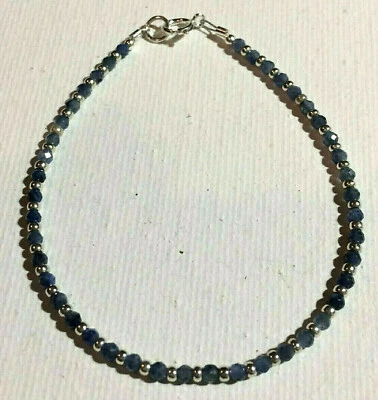 Faceted Natural Sapphire & STERLING SILVER Bracelet Sundance Artisan Shaded Blue - Image 1 of 4