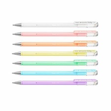 Pentel Hybrid Milky K108 0.8mm Pastel Gel Roller Pens - 7 COLORS SET.
