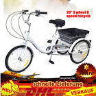 20 Zoll 8 Gnge 3-Rad Dreirad Fahrrad fr Erwachsene Seniorenrad + Einkaufskor