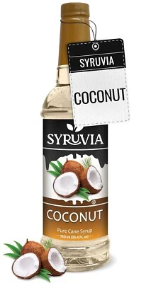 Syruvia Coconut Syrup – 25.4 fl oz. Kosher, Gluten-Free. Ideal for Drinks & More
