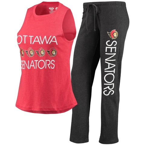 Women's Concepts Sport Red/Black Ottawa Senators Meter Tank Top & Pants Sleep Cover