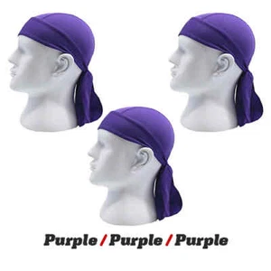 3 Pack Skull Cap Motorcycle Head Wrap Tie Durag Du-rag Quick-drying Cycling Hat - Picture 1 of 78
