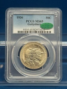 1936 Gettysburg mezzo dollaro PCGS MS65 CAC etichettato guerra civile commemorativo 50C - Foto 1 di 4