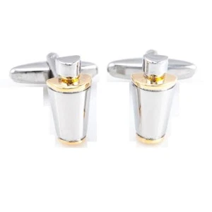 Martini Cocktail Shaker Pair Cufflinks Wedding Fancy Gift Box & Polishing Cloth - Picture 1 of 6