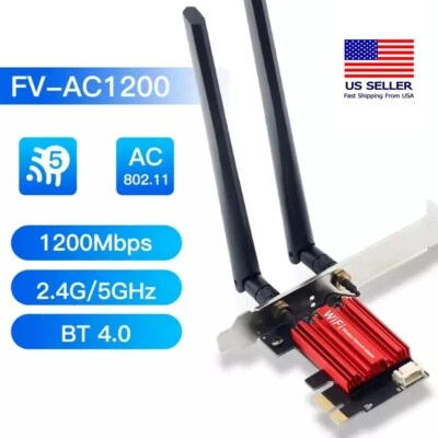 🔥SALE🔥AC1200 WiFi 5 PCIE WiFi Adapter Wireless Network Card-Fast Ship from USA - Image 1 of 4