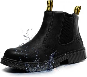 KELODON Mens Sz 7.5 Waterproof Steel Toe Boots Black #933 NEW Free shipping - Picture 1 of 5