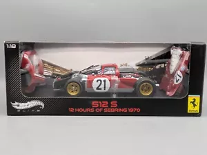 Modellini auto 1:18 Mattel Hot Wheels Elite Ferrari 512S Sebring #21 mai aperti IMBALLO ORIGINALE - Foto 1 di 15