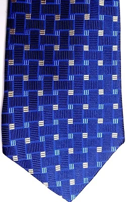 Corbata de seda para hombre Van Heusen 54" X 4" azul/azul marino/dorado geométrica Foto 1 de 3