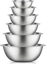 Stainless Steel Mixing Bowl Set of 6 Bowls. 5Qt Large to 0.5Qt Small Metal Bowl.
