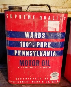 Vintage Motoröl 100% Pennsylvania Montgomery Ward's Tankstelle 5 Quart Dose - Bild 1 von 7