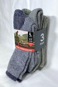 New Men's 3 Pack Wool Socks by FREE COUNTRY Crew Style Large Fits Shoe Size:9-12