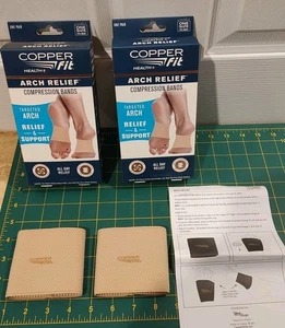 2 Pkgs of Copper Fit Arch Relief & Support Compression Bands - (4 Beige Bands) - Picture 1 of 5