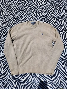 Polo Ralph Lauren Pullover Herren M beige creme schwerer Grobstrick Vintage 80er - Bild 1 von 7