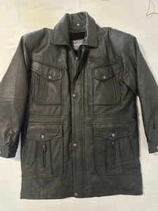 Vintage Harry Kayn schwarze Leder Biker Jacke Herren XXXL 3XL Reißverschlussfutter - Bild 1 von 15