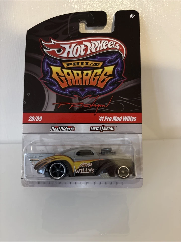 Hot Wheels Real Riders Gray Black ’41 Pro Mod Willys Phil's Garage Series - Image 1 of 1