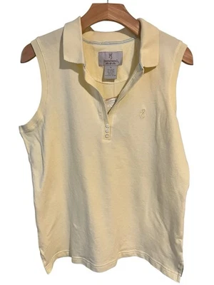 Browning Sleeveless Top Womens XL Yellow V Neck Button Collared Tank Shirt NWT - Imagem 1 de 4