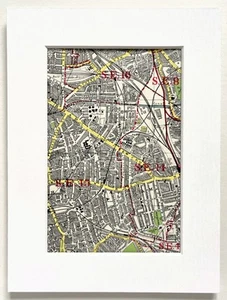 Vintage c. 1950 London Map - Mounted - SOUTH BERMONDSEY, PECKHAM, HATCHAM 28 - Picture 1 of 1