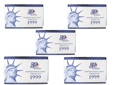 (Lot of 5) 1999 United States Mint Clad Proof Coin Set with COA - As Is - Image 1 of 4