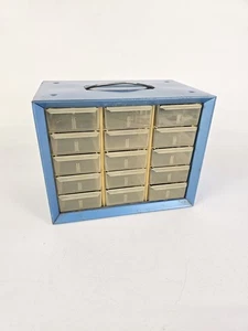 Vintage Akro-Mils Blau Metall 15 Klar Schublade Aufbewahrung Organizer Teile Handwerk USA - Bild 1 von 15