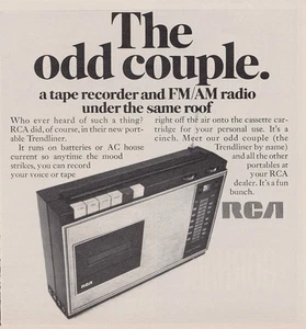 1969 RCA Tape Recorder Radio: The Odd Couple Vintage Print Ad - Picture 1 of 1