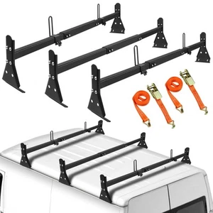 Roof Ladder Rack for Van, Adjustable Length 57''-65'', 3 Bars Van Roof Rack w... - Picture 1 of 7